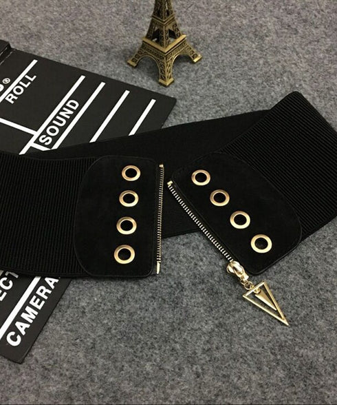 Eyelet Zip Rib Belt